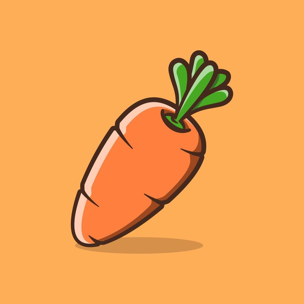 carrot drawing illustration in cute cartoon style on isolated background vector