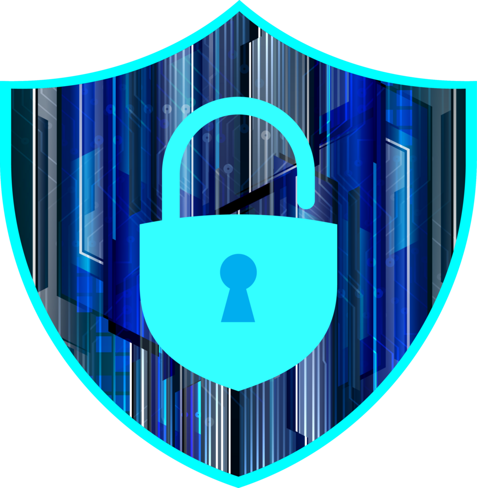 Modern Technology Shield Padlock Crop-out png