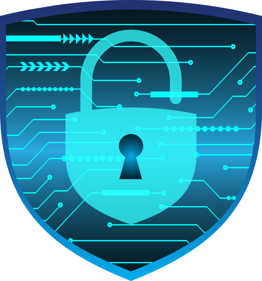 Modern Technology Shield Padlock Crop-out png