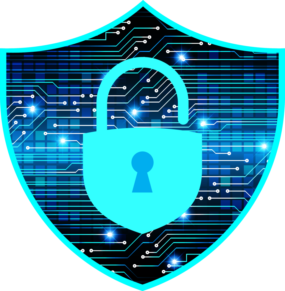 Modern Technology Shield Padlock Crop-out png