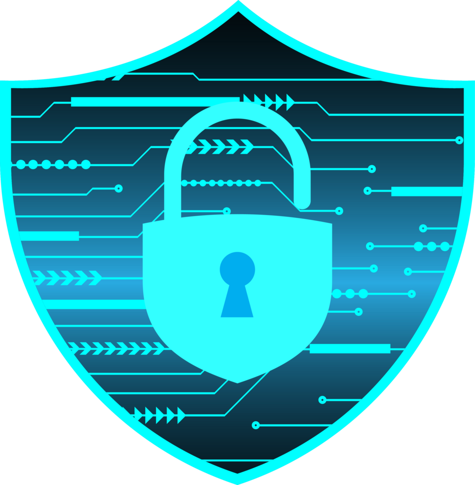 Modern Technology Shield Padlock Crop-out png