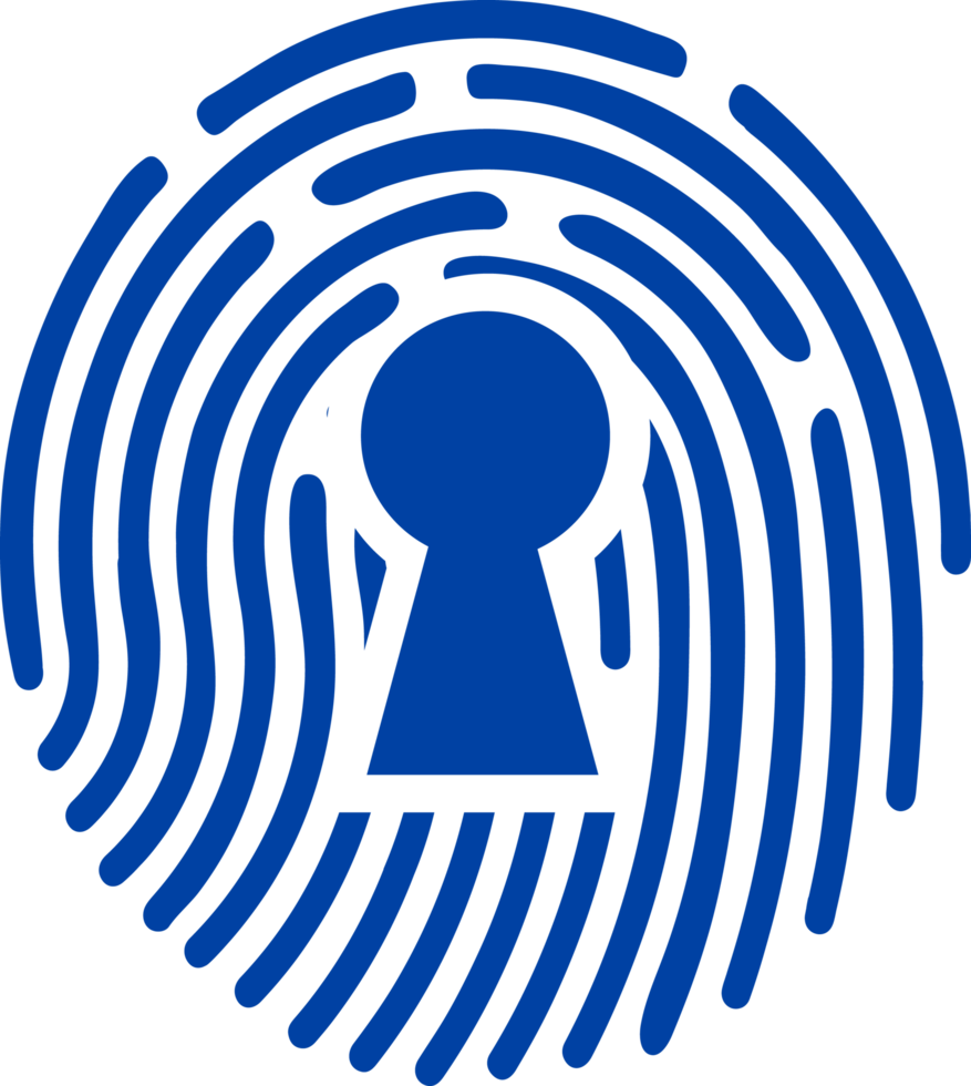 Modern Technology Padlock and finger print Crop-out png