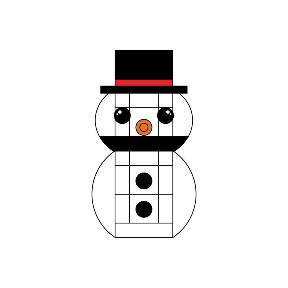 Snowman made of plastic bricks on white background vector