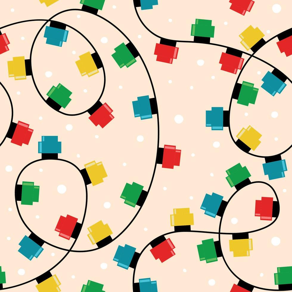 Garland made of plastic bricks on white background. seamless pattern vector