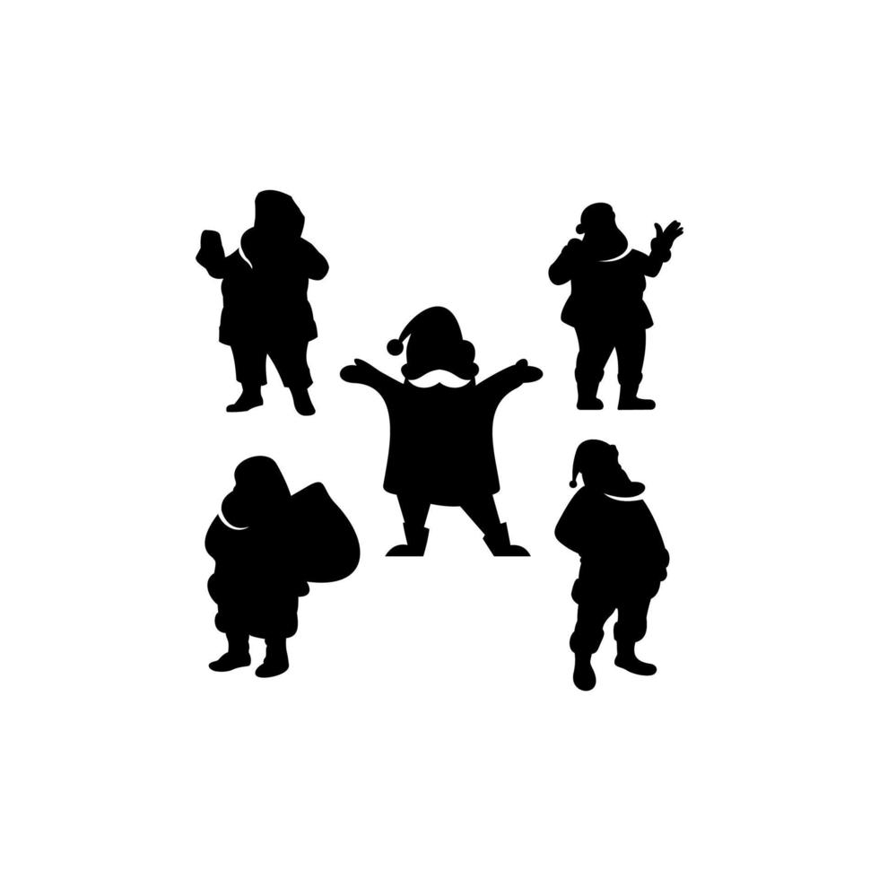 santa set silhouette icon logo vector