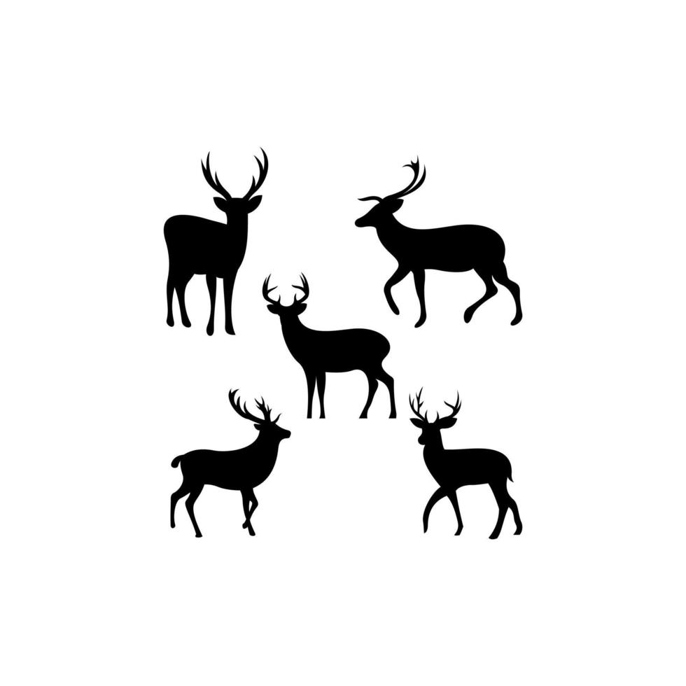 deer set silhouette icon logo vector