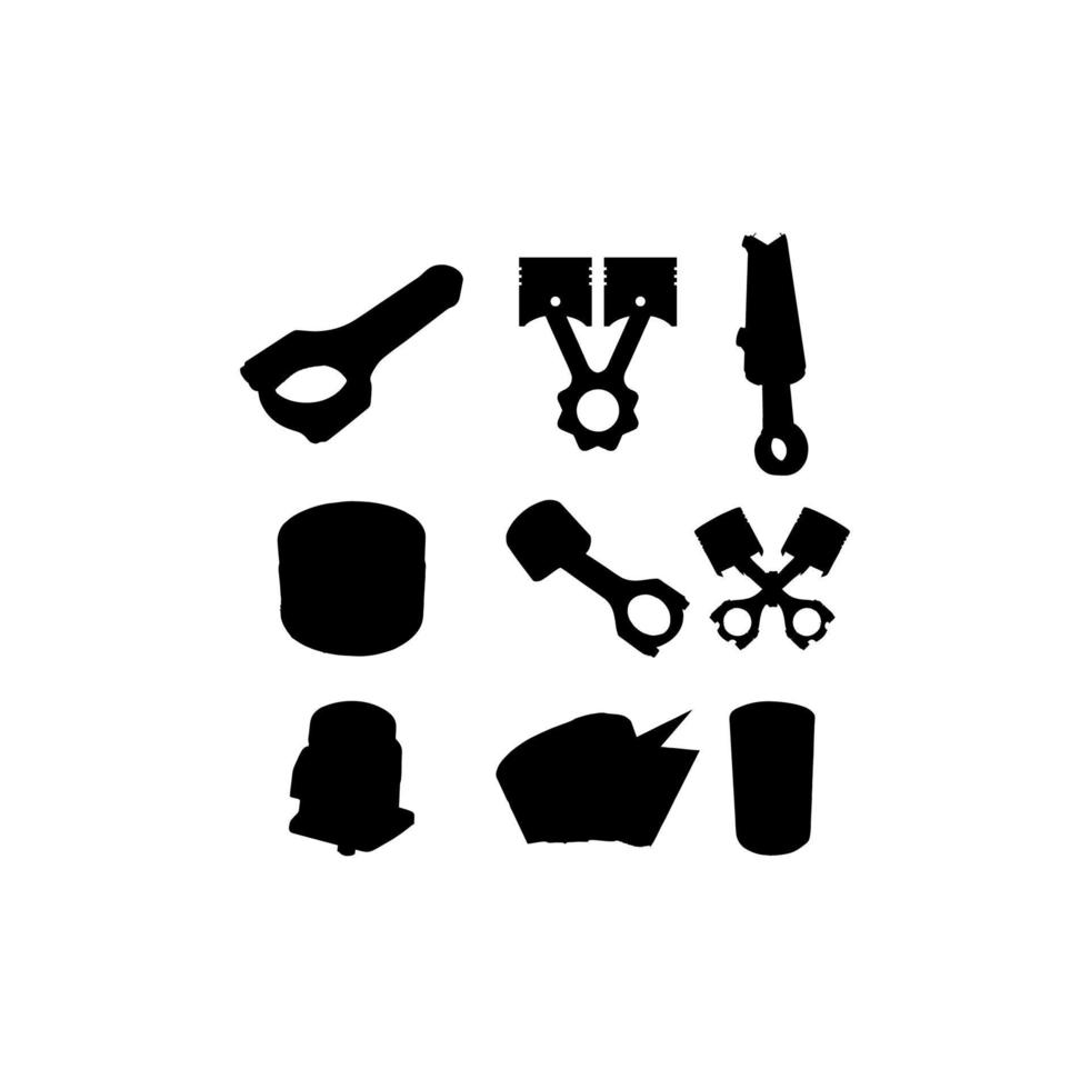 piston engine set silhouette icon vector