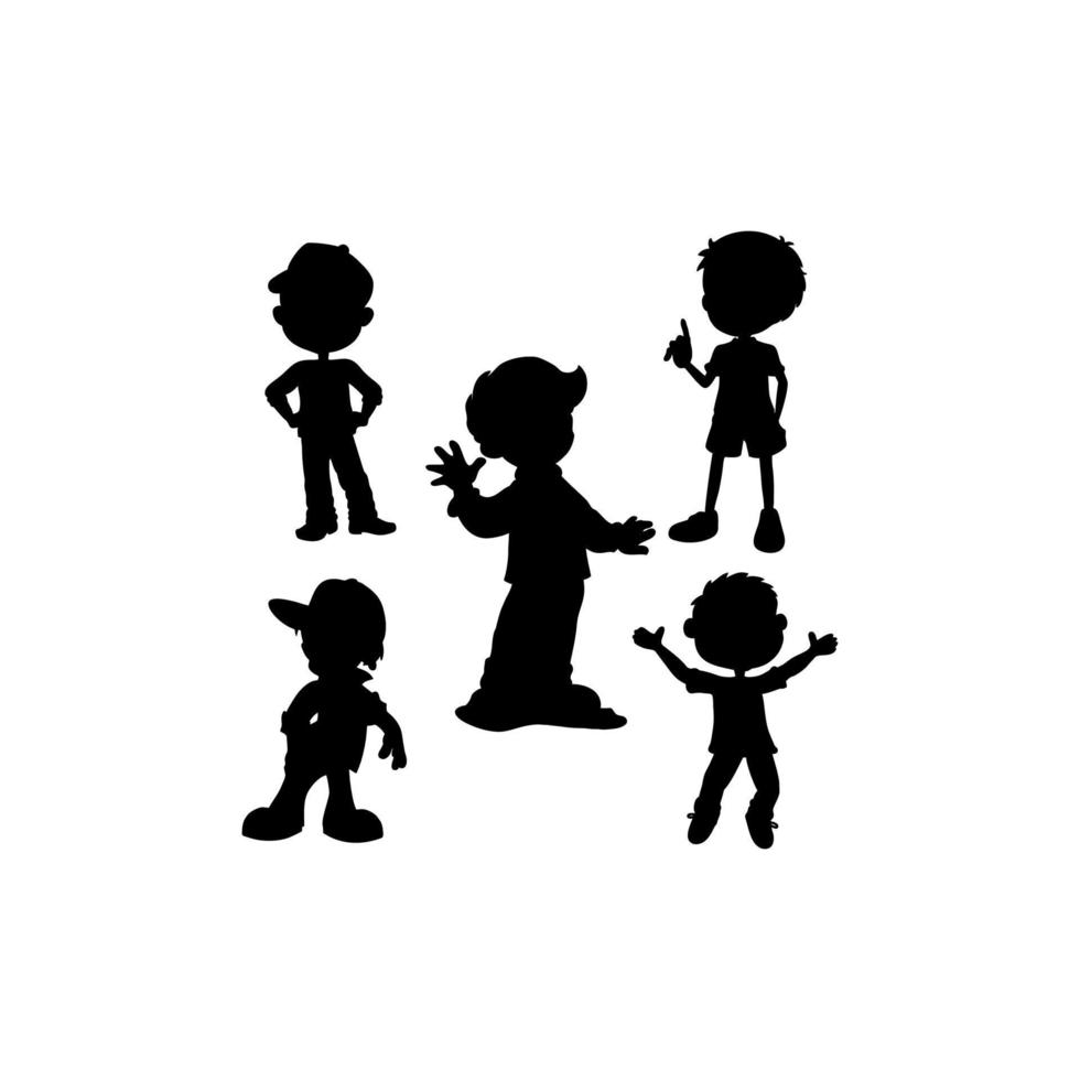 boy set silhouette icon logo vector