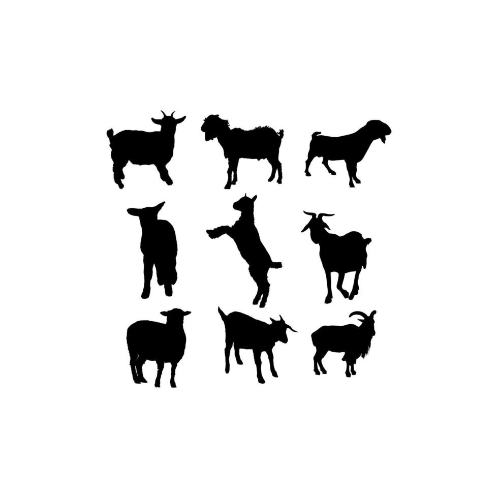 diseño de silueta de conjunto de animales de cabra vector