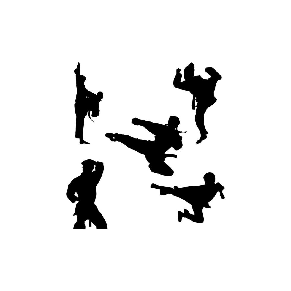 karate set silhouette icon logo vector