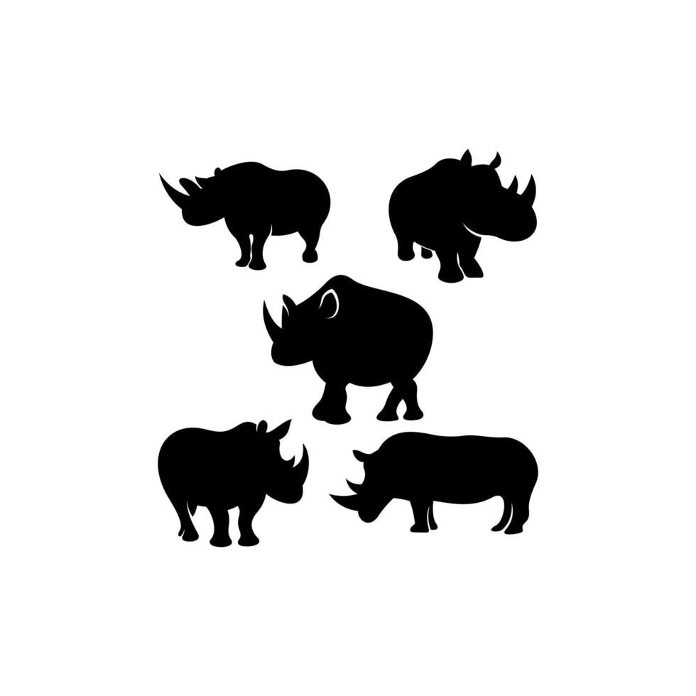 rhino set silhouette icon logo vector