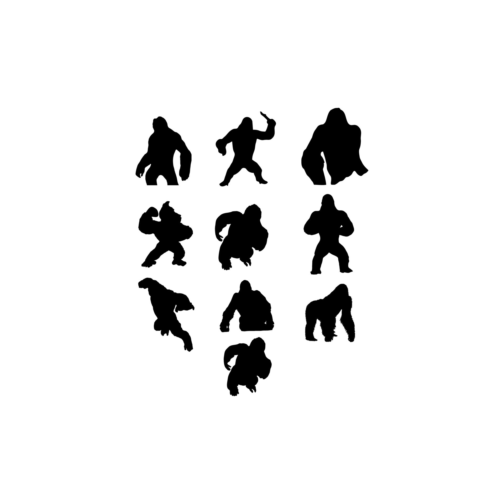 kingkong set silhouette simple design 16333642 Vector Art at Vecteezy