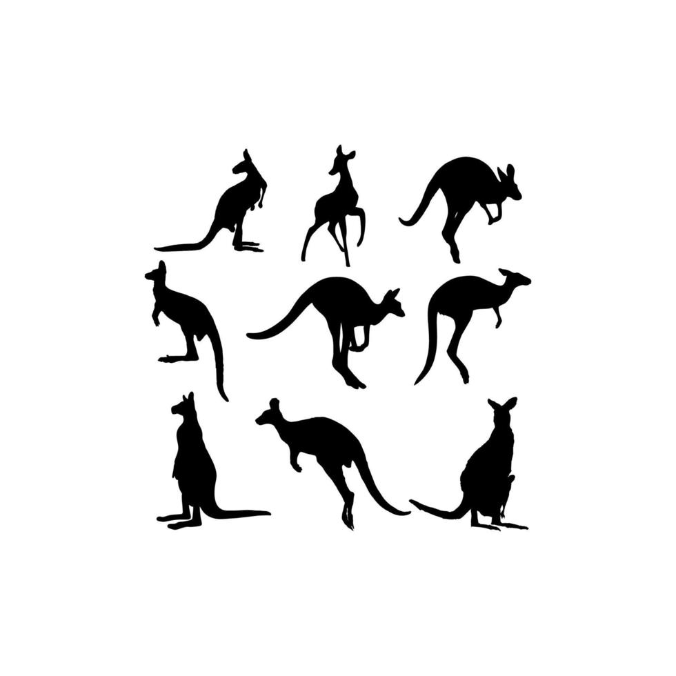 kangaroo set silhouette design vector