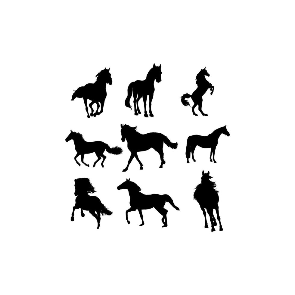 horse animal silhouette set collection design vector