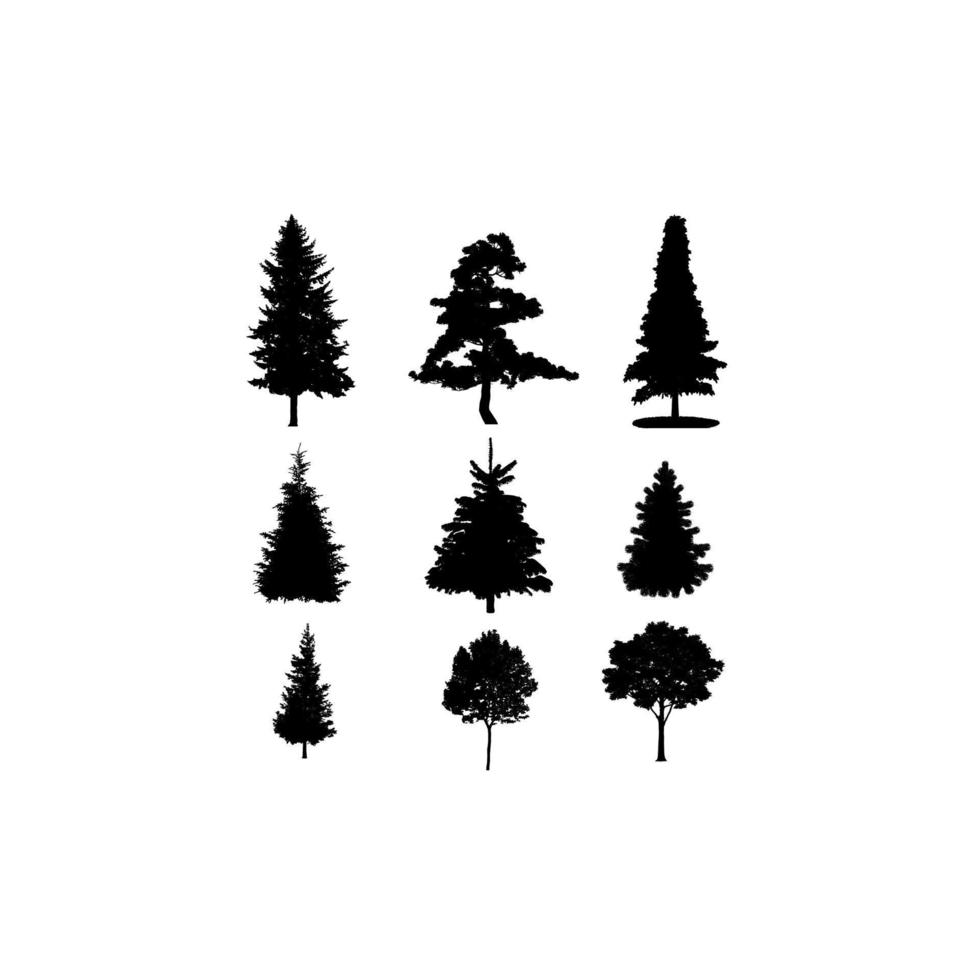 treepine nature set silhouette design vector
