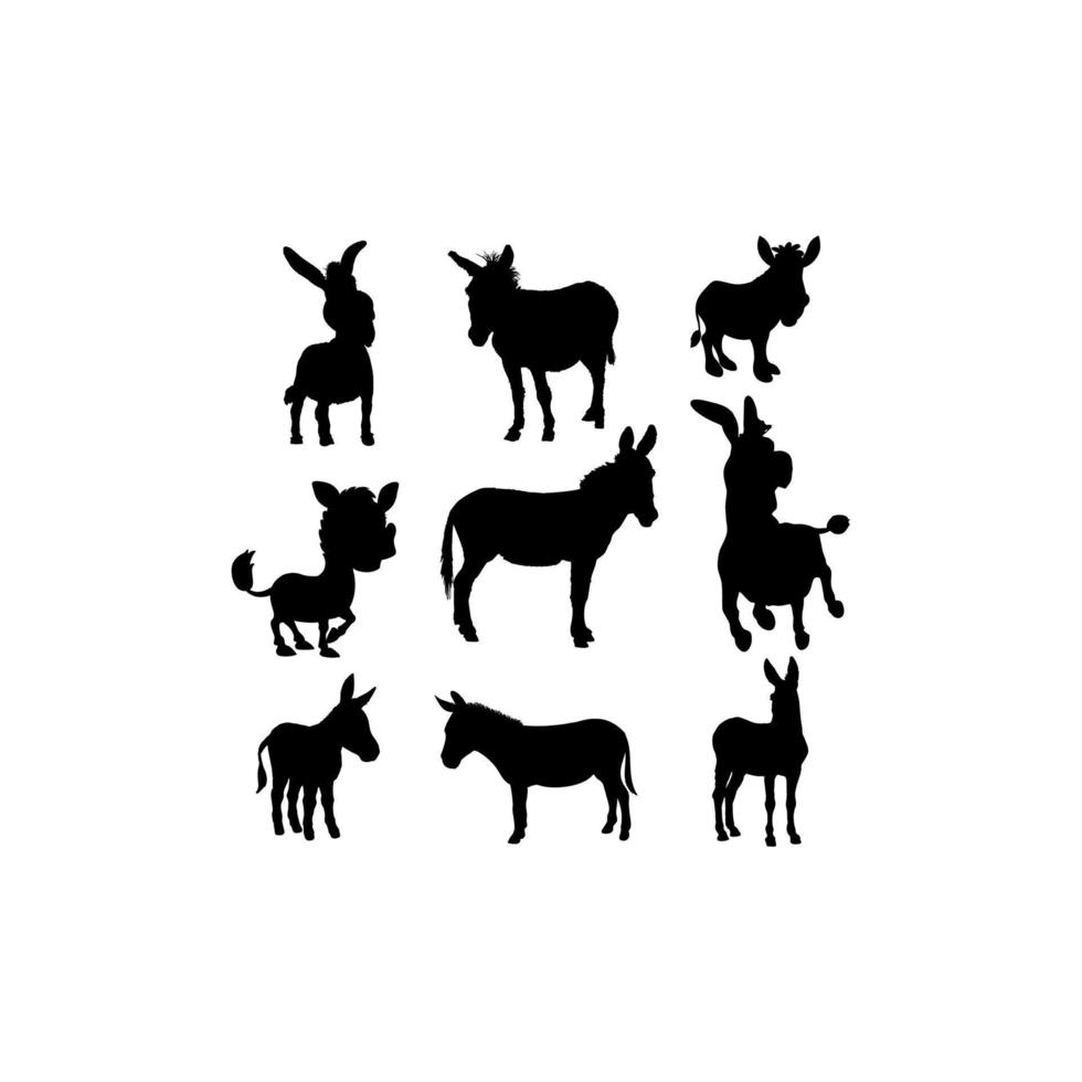 donkey animal set collection design vector
