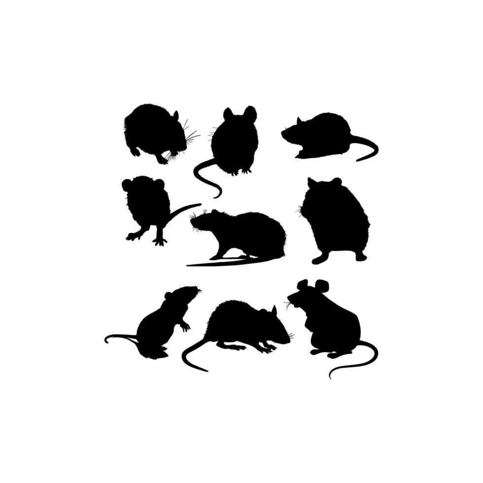 logotipo de silueta de conjunto de iconos de rata vector