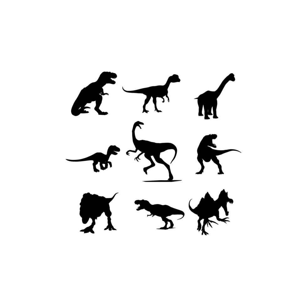 dinosaurios silueta animal conjunto diseño creativo vector