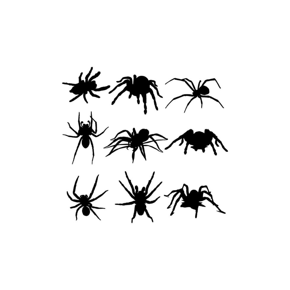 conjunto de colección de silueta de araña diseño creativo vector