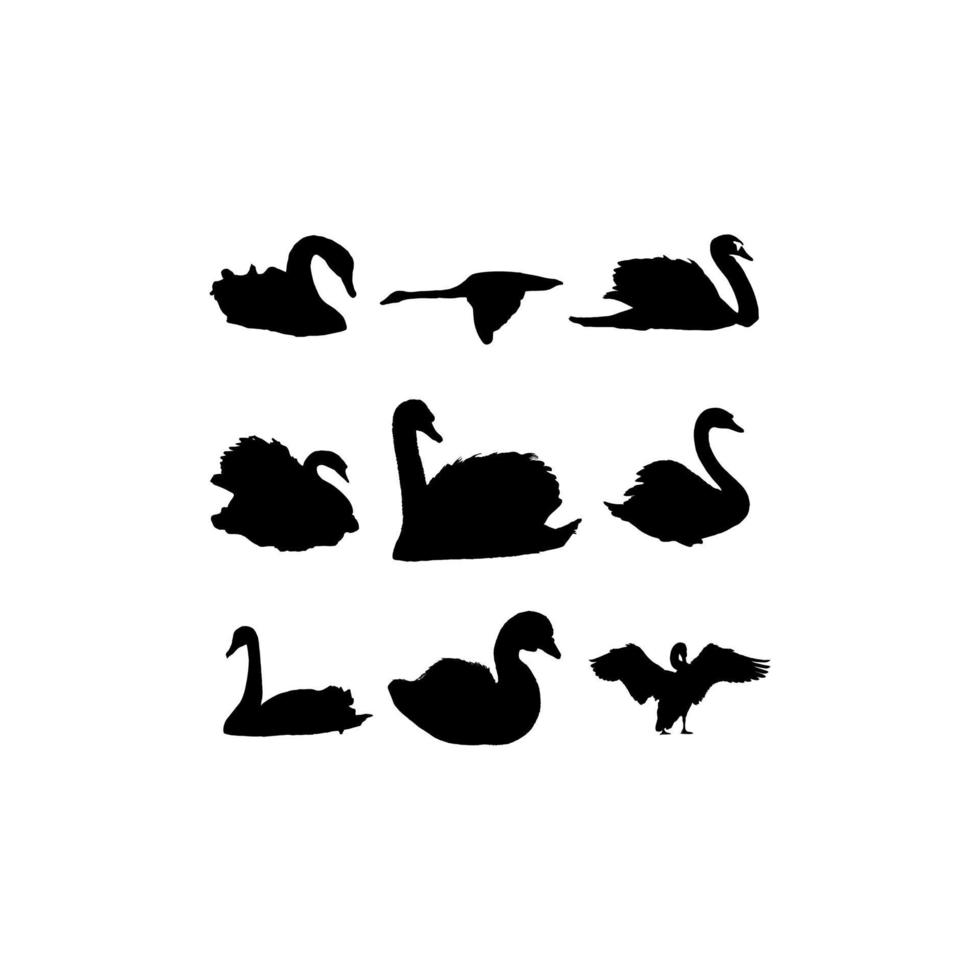 swan animal set silhouette creative design vector