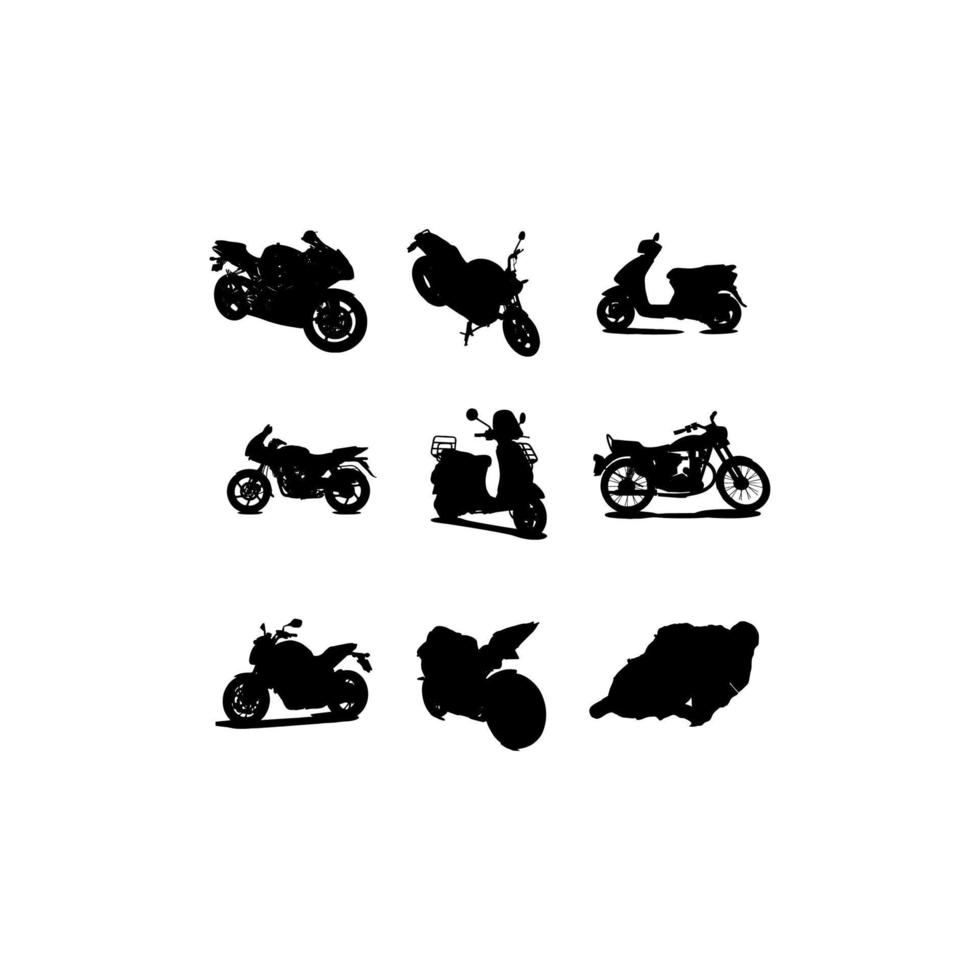 motorcycle sport set silhouette design vector