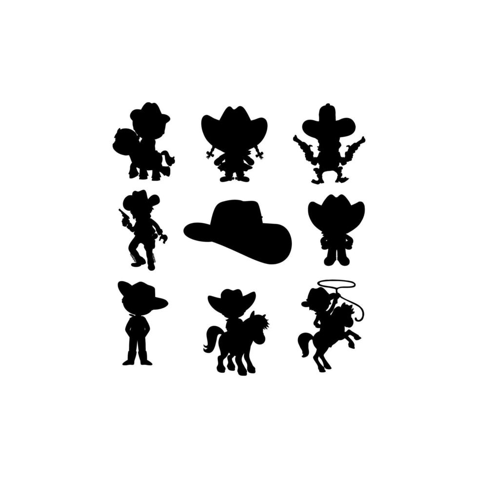 cowboy human collection set icon vector