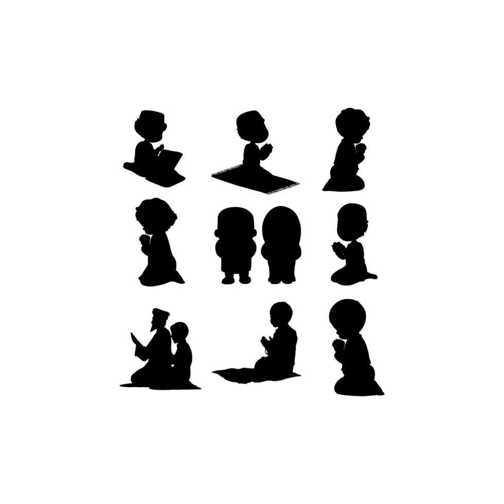 human pray set silhouette design vector