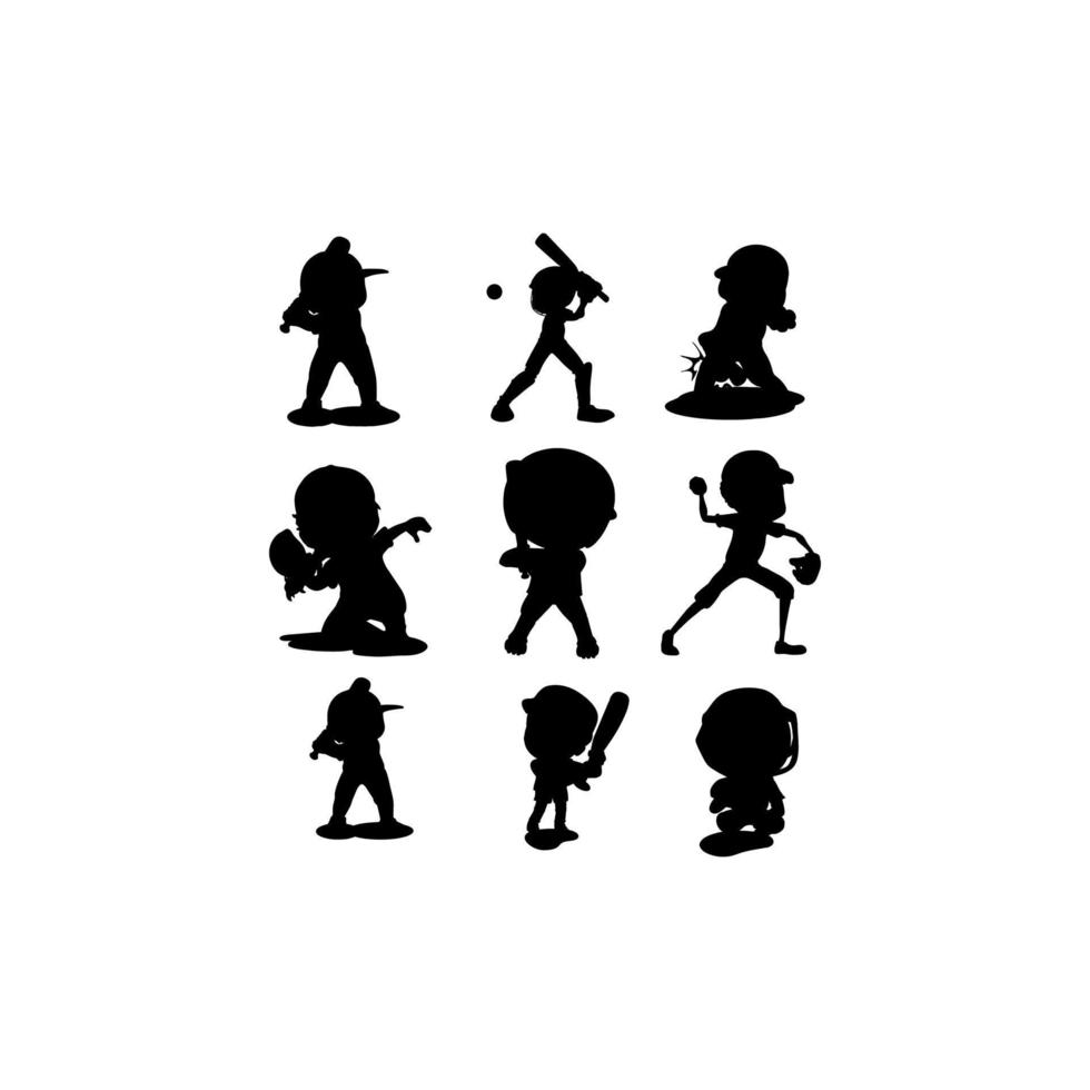 human baseball silhouette set design vector