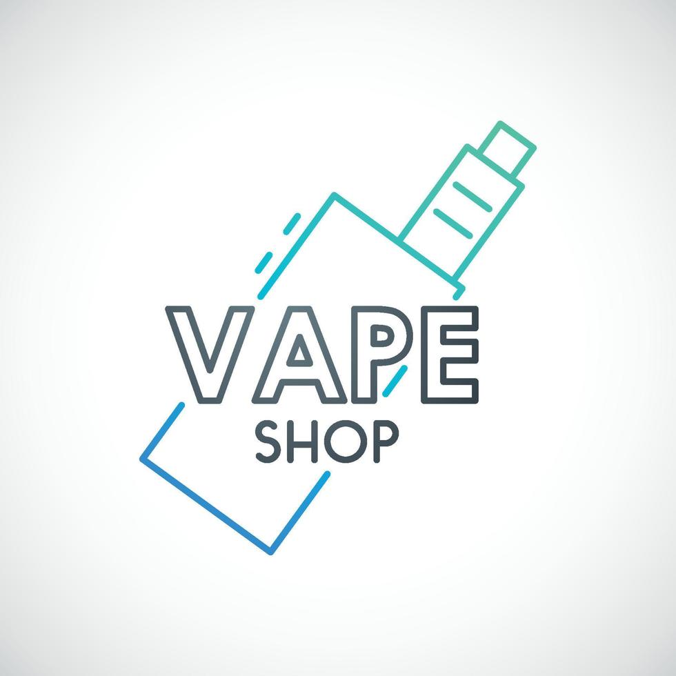 Electronic cigarette sign.Line vape device icon. Vector emblem for vape shop or retail.