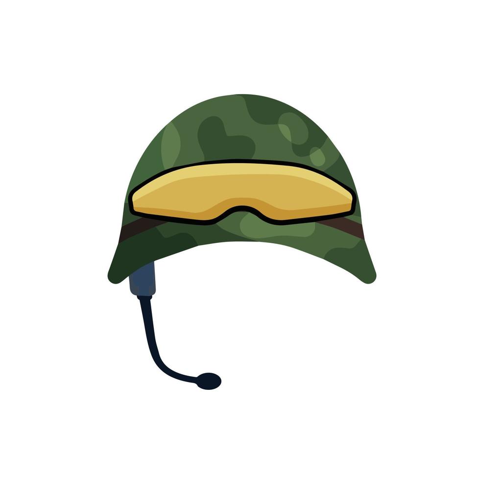casco militar de soldado americano de la segunda guerra mundial. tapa protectora verde. municiones y uniformes. caricatura plana vector