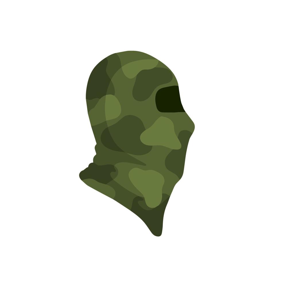 Balaclava for disguise. Green Protective mask of military and a robber. Soldier Head flat icon vector