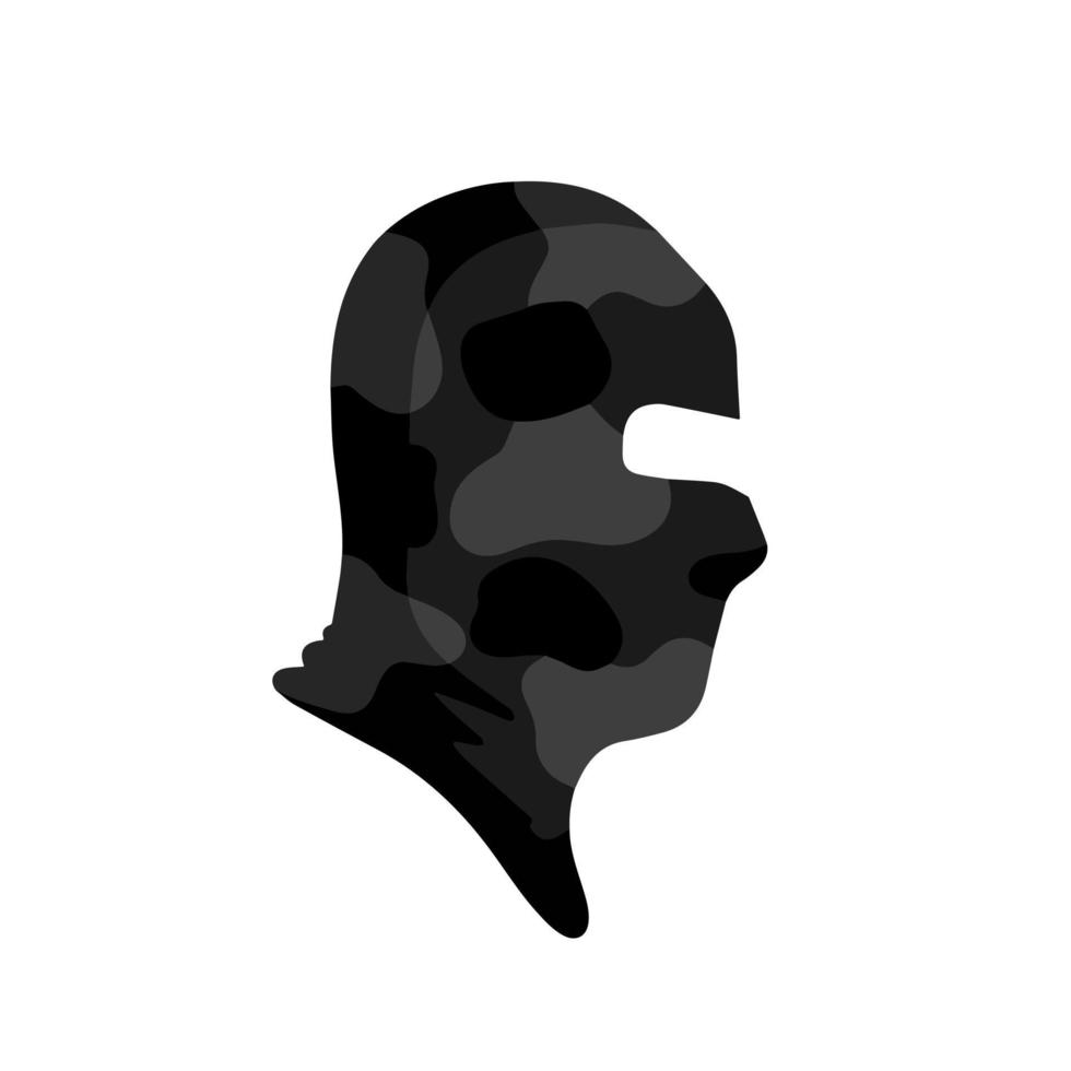 pasamontañas para disfrazarse. máscara protectora verde de militares y ladrones. soldado, cabeza, plano, icono vector