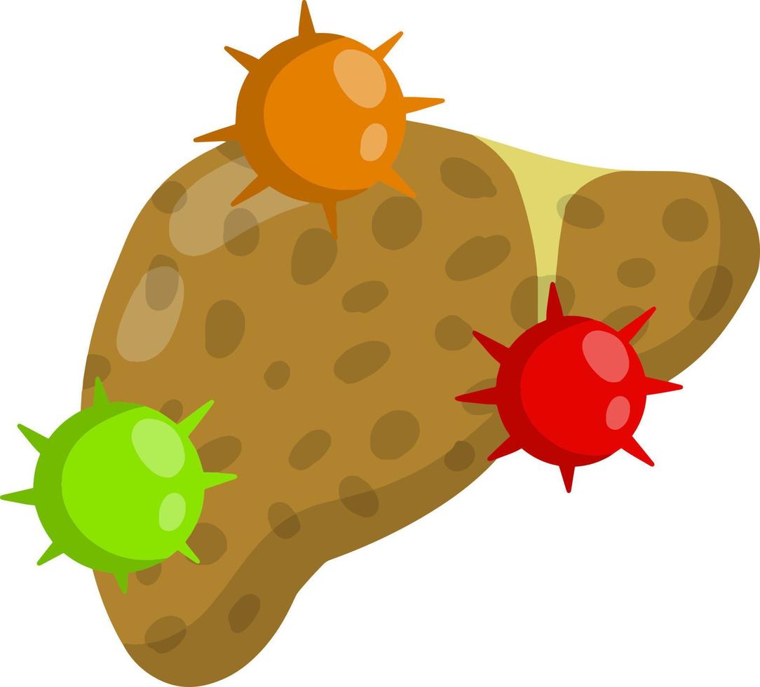 Bad liver. Attack germs and cirrhosis of the liver. Health problem. Medical Disease of human internal organ vector
