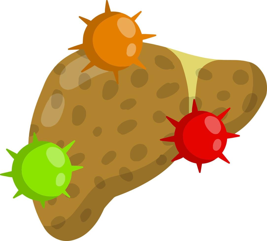 hígado malo atacan los gérmenes y la cirrosis del hígado. problema de salud. enfermedad médica del órgano interno humano vector