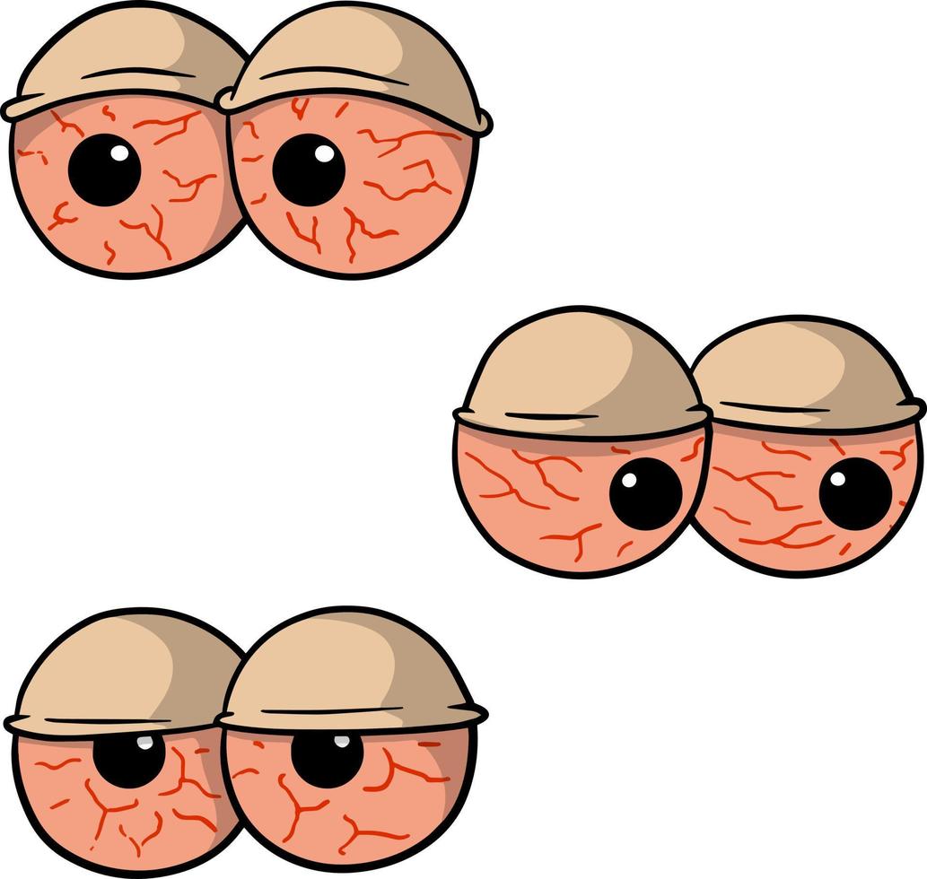 Red hand-drawn eyes. The problem of insomnia. vector