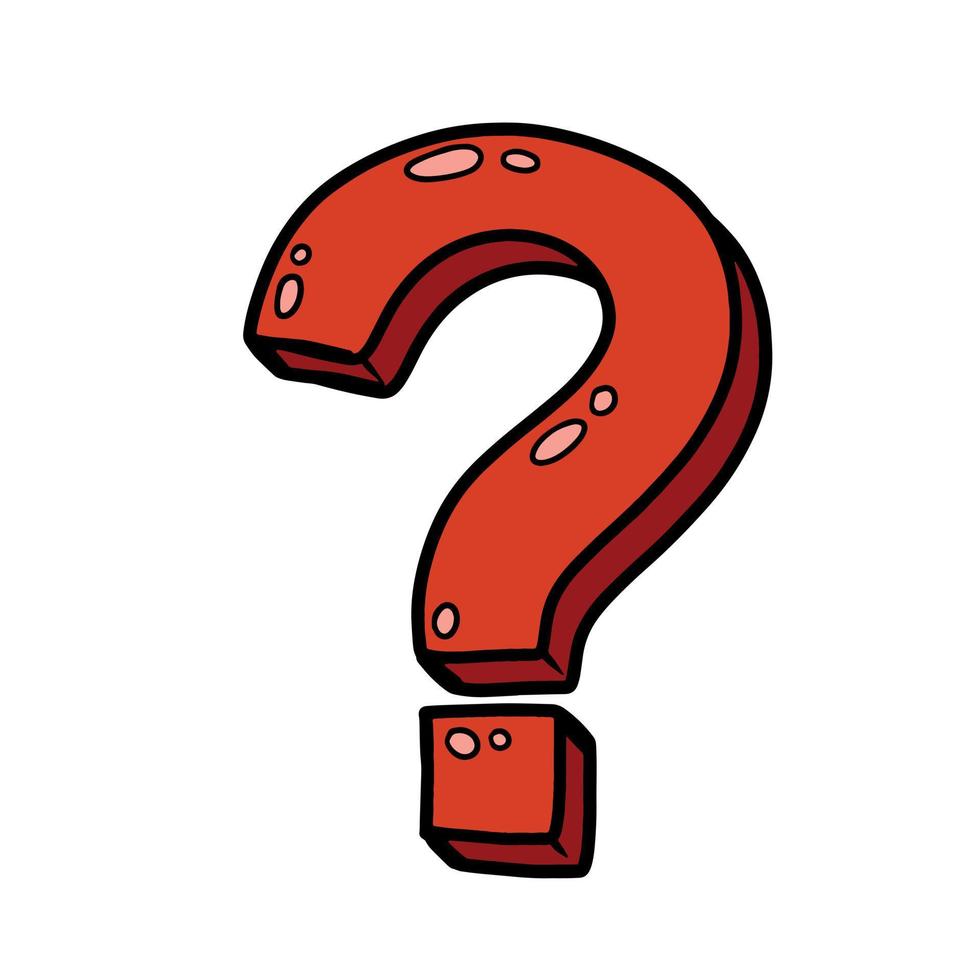 signo de interrogación. símbolo de faq de garabato dibujado a mano roja. vector