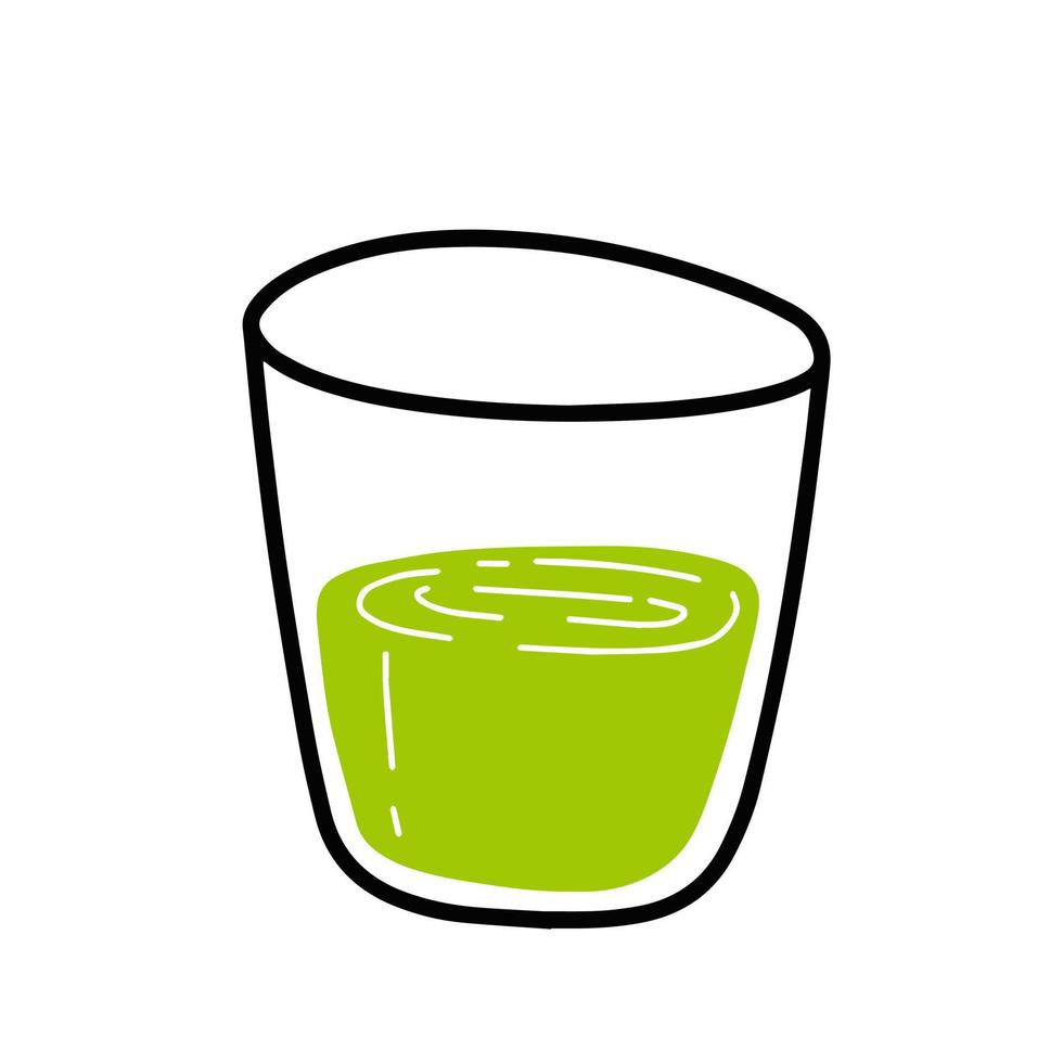 compañero de té verde. bebida refrescante de verano. cóctel en copa. dibujos animados de contorno de moda aislado en blanco vector