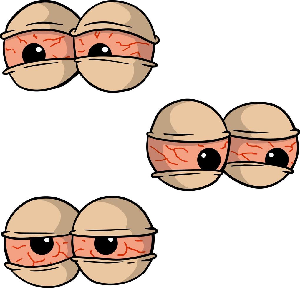 Red hand-drawn eyes. The problem of insomnia. vector