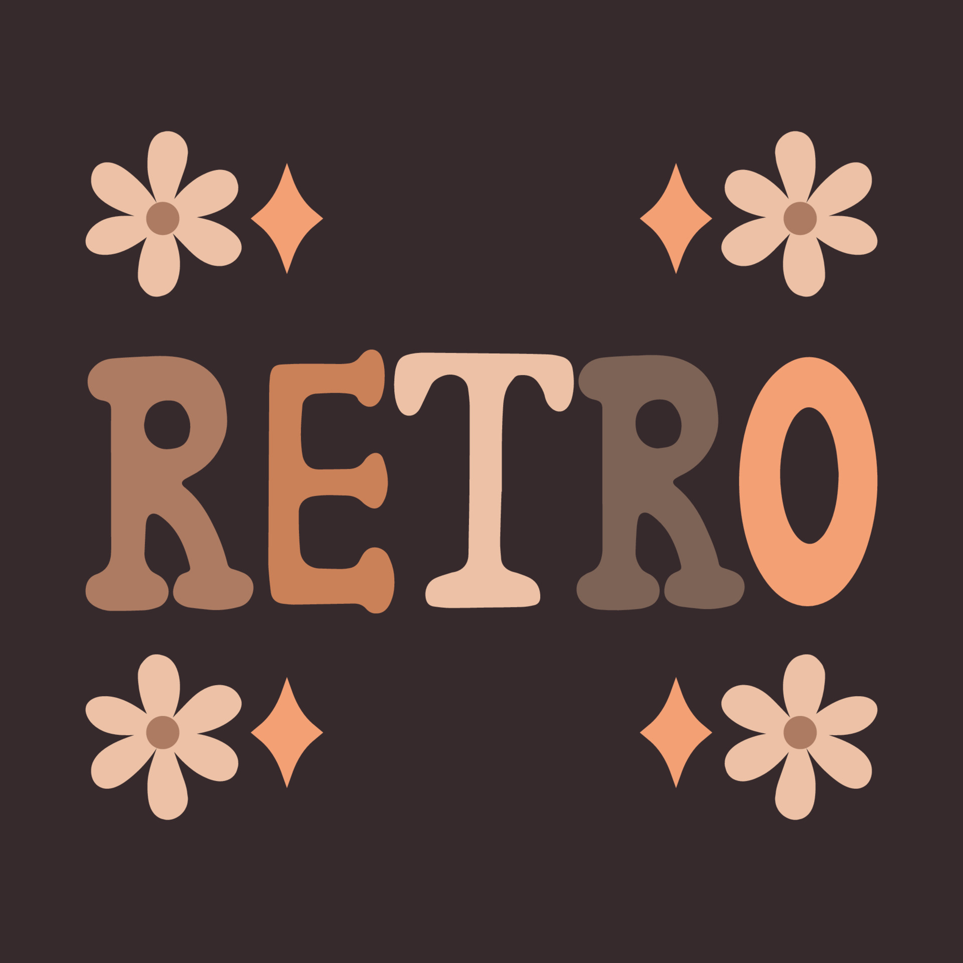 Postcard in the style of the 70s. Vector retro postcard. Retro card in