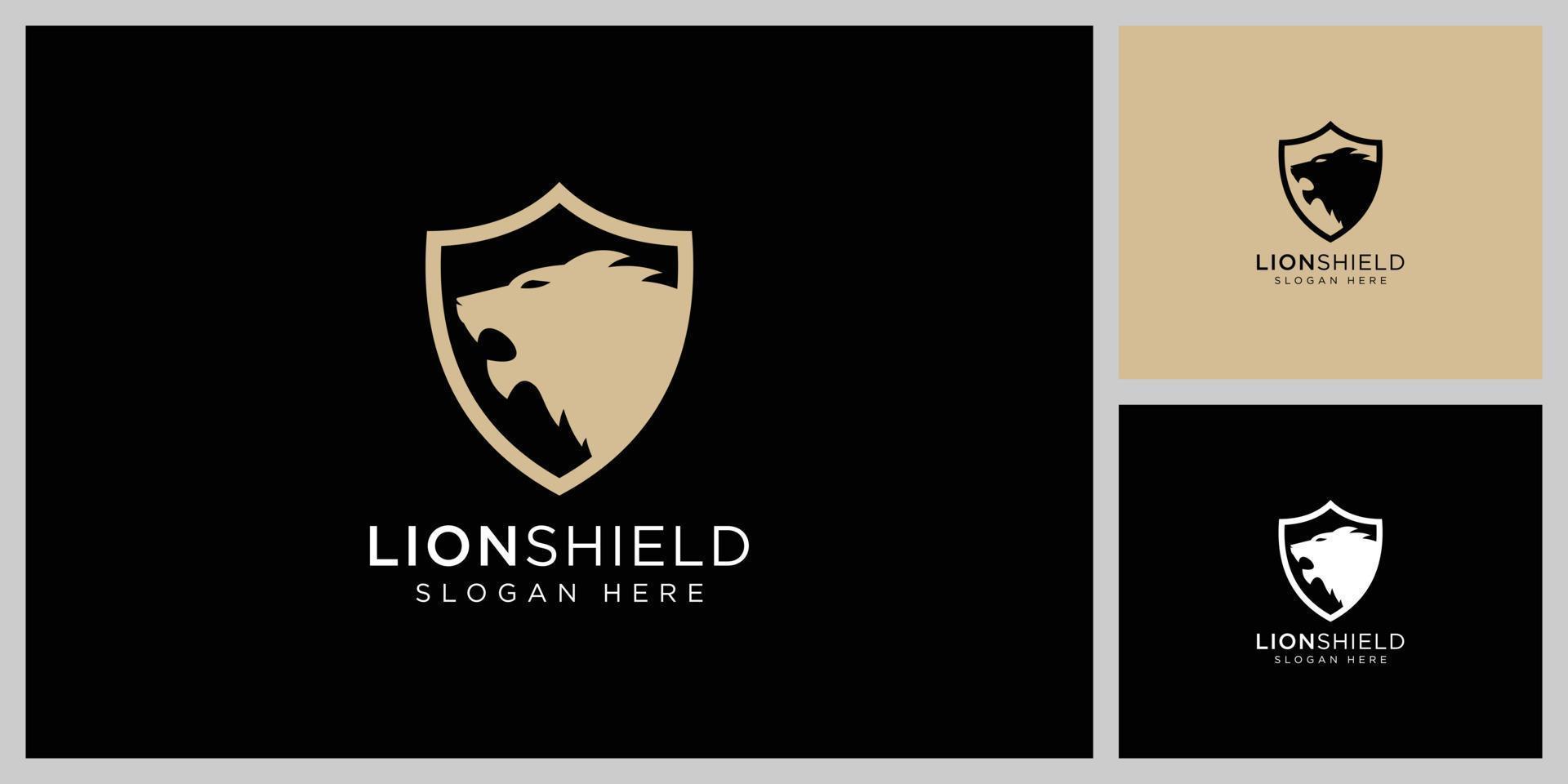 diseño de vector de logotipo de escudo de león