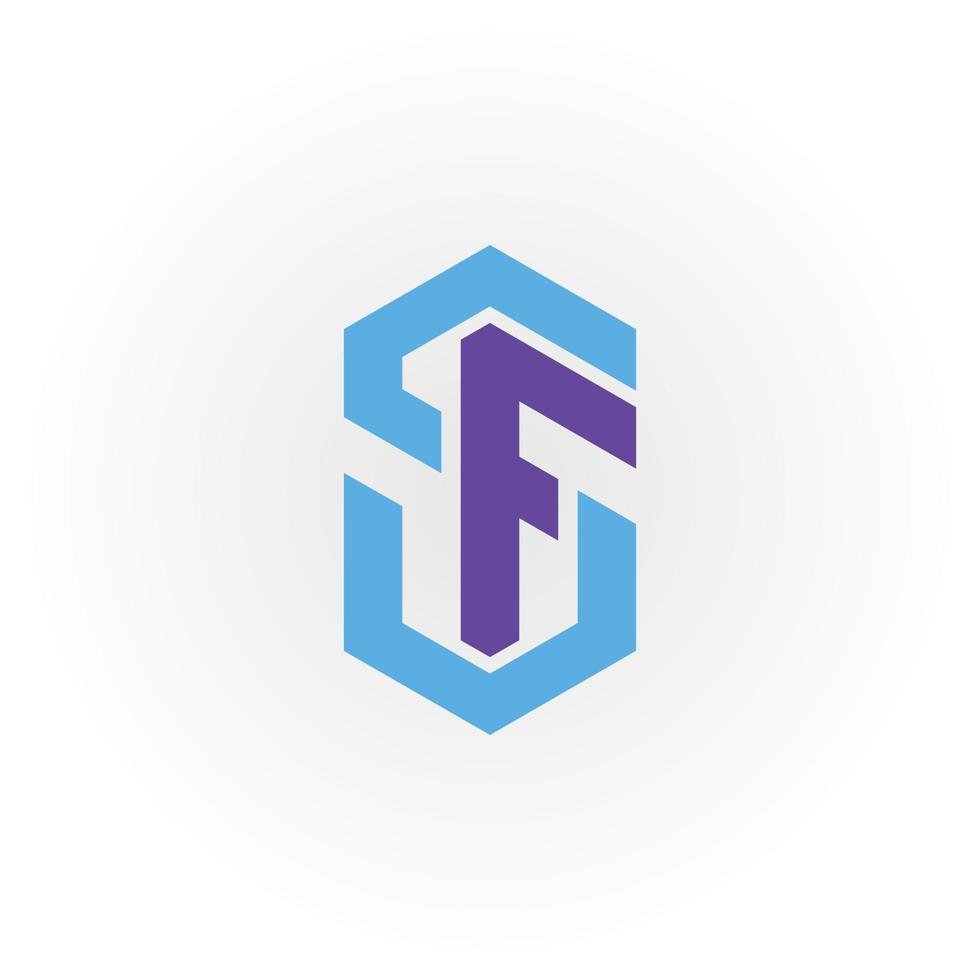 letra inicial abstracta fs o logotipo sf en color azul aislado en fondo blanco aplicado para el logotipo de la agencia de marketing también adecuado para las marcas o empresas que tienen el nombre inicial sf o fs. vector