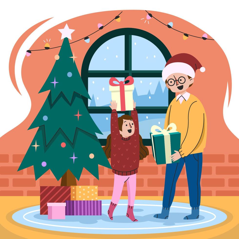 Happy Family Exchanging Gifts On Christmas Day 16335983 Vector Art At happy-family-exchanging-gifts-on-christmas-day-16335983-vector-art-at