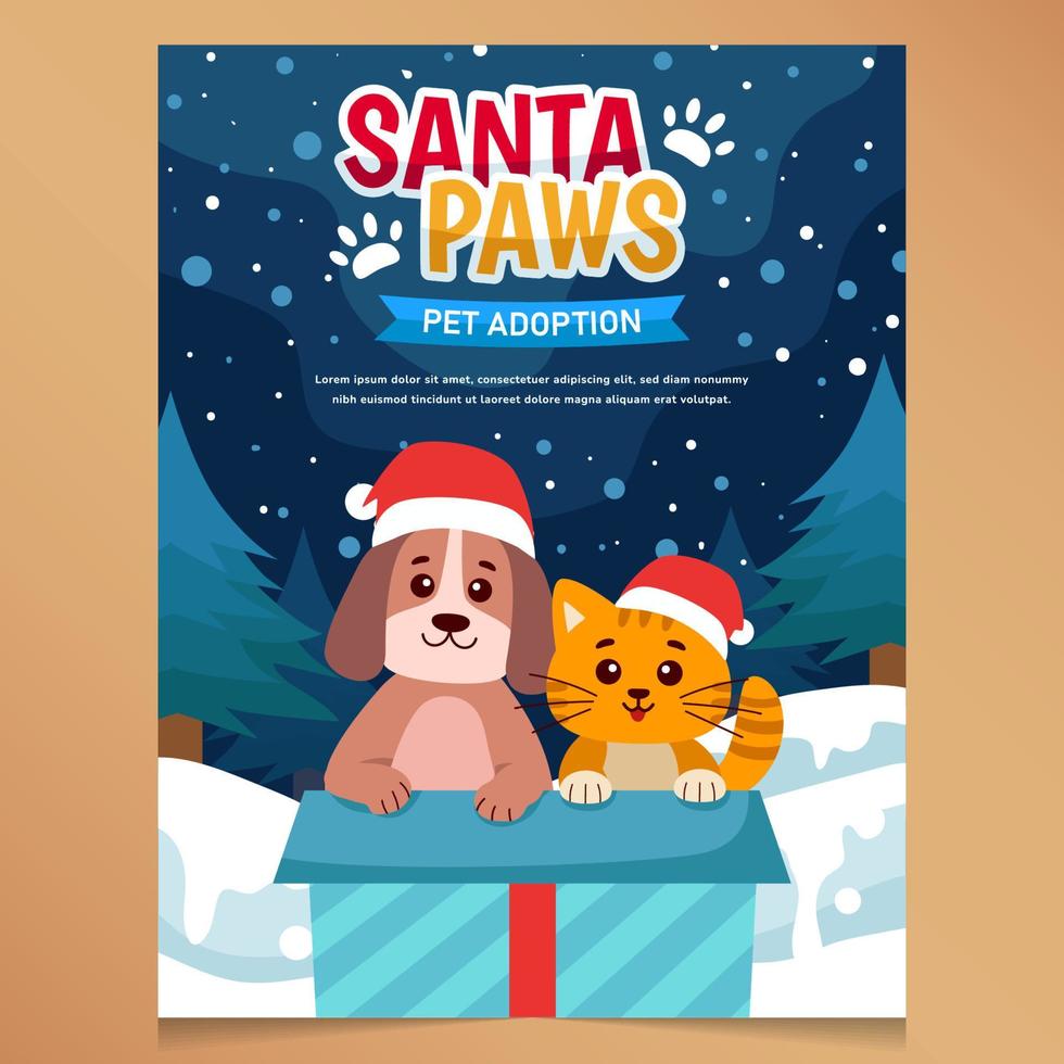 Santa Paw Adoption Poster Event vector