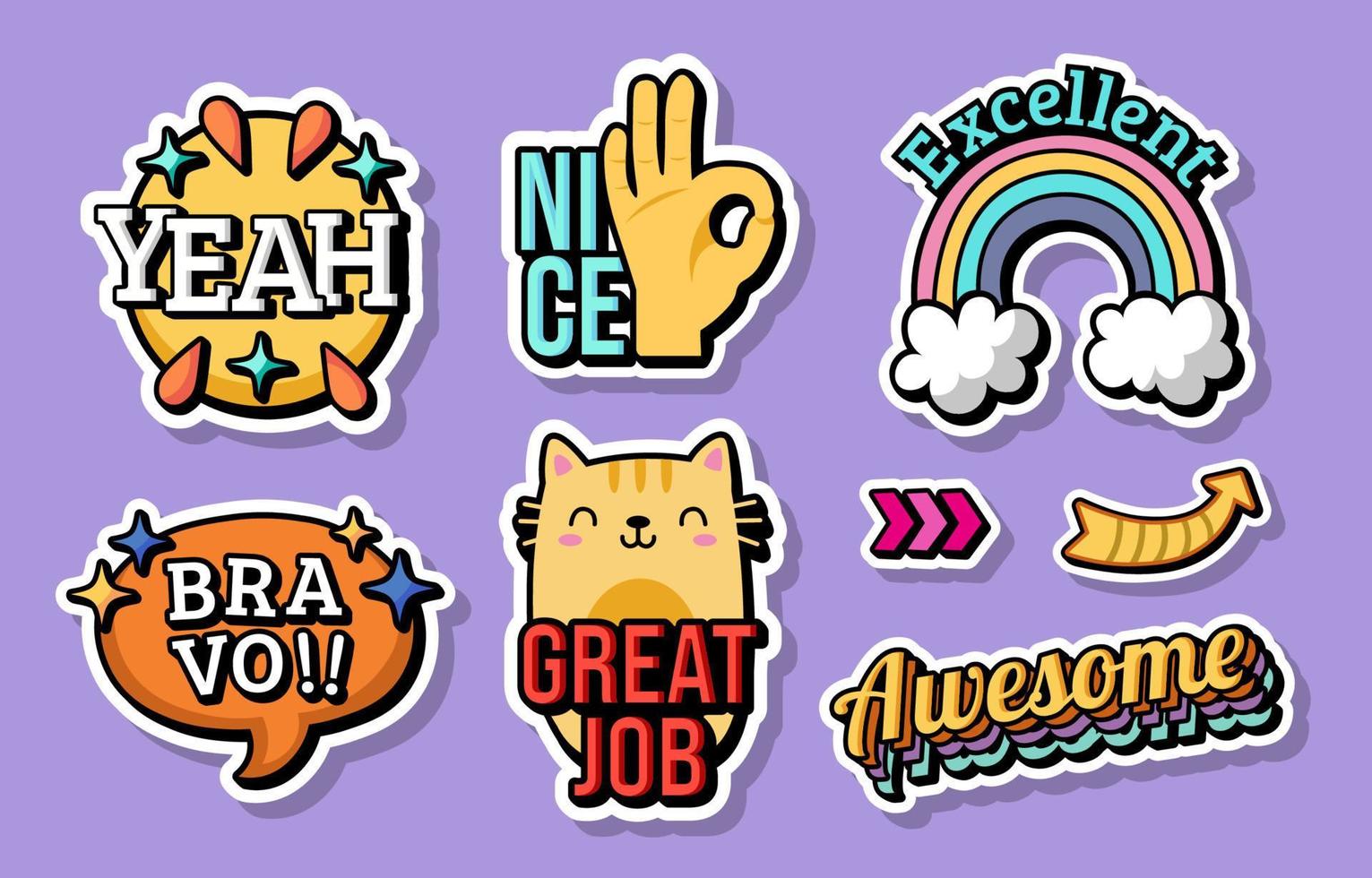 Cute Affection Chat Sticker Set vector