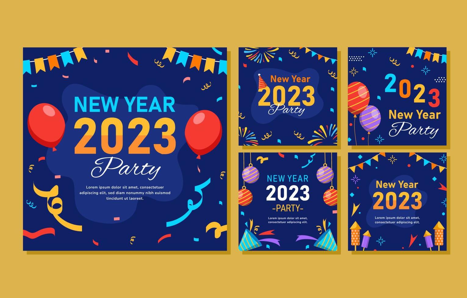 plantilla de publicación de celebración de año nuevo vector