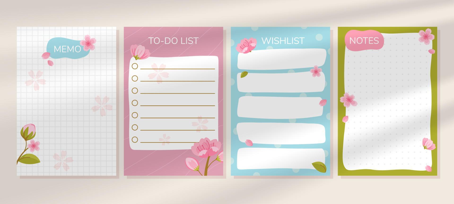 Notes with Peach Blossom Theme vector