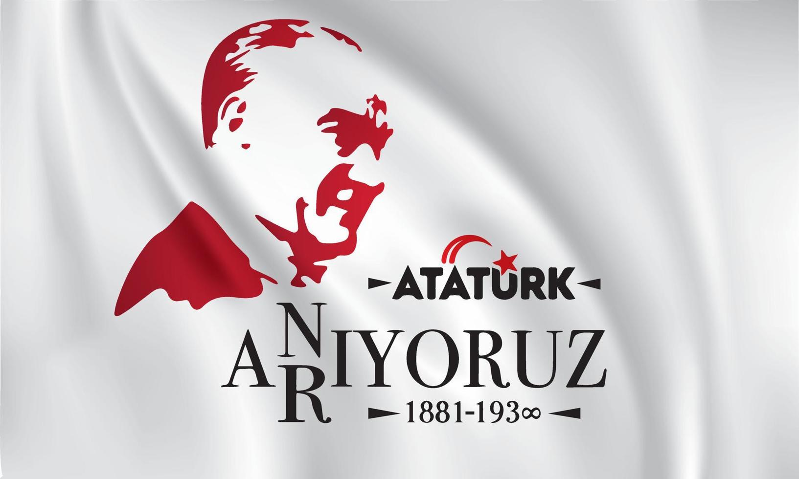 10 kasim turkiye cumhuriyetinin kurucusu mustafa kemal ataturk un olum yildonumu. vector