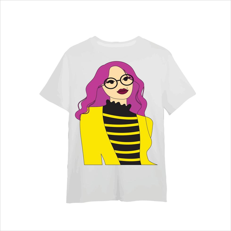 Camiseta ledis con logotipo único. Logotipo de chicas con estilo. Camiseta de moda. vector
