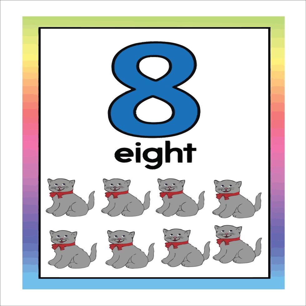 Coloring page - Numbers. Education and fun for children's. Baby first numbers - colorize and count. Printable worksheet - 8 eight with dog vector