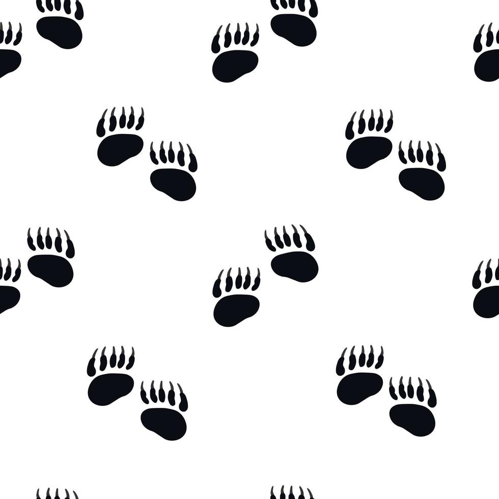 Bear tracks. Black paws . Endless pattern. Vector stock illustration. Children's design.